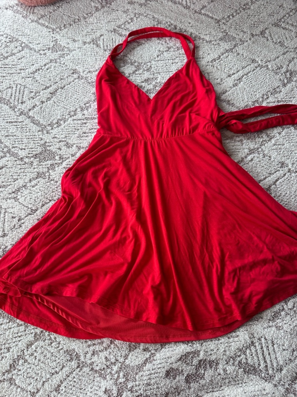 Lovers + Friends Red Halter Mini Dress w/ Open Back Tie – Flowy & Flattering